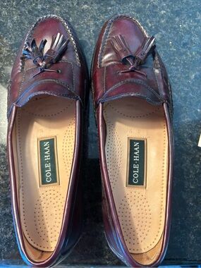 Cole Haan Men's Burgundy Leather Tassel Loafers